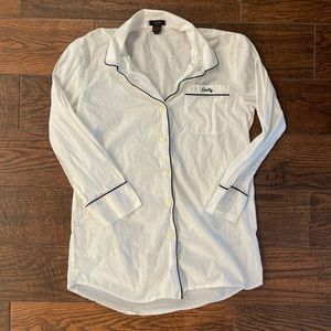 “Emily” Embroidered J Crew Buttondown Sleep Shirt